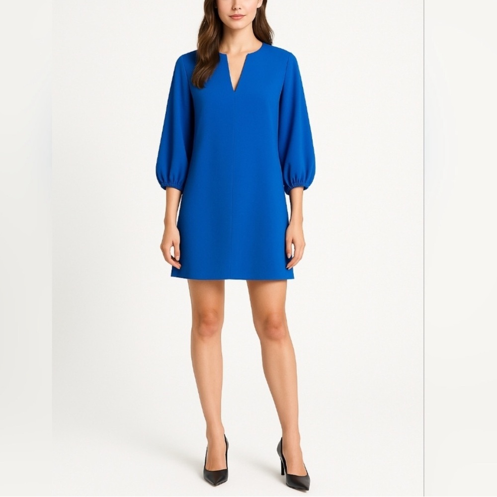 Tibi Ponte Long Sleeve Colbalt Blue Thick Aline Dress Size 6 NWOT